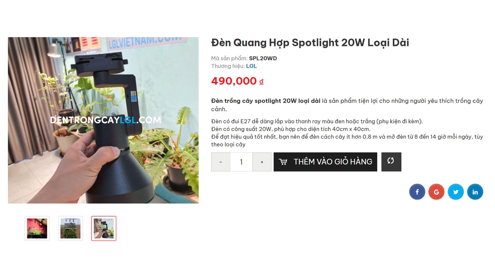 Đèn Rọi Ray 20W - LGL Spotlight Thân Dài 20W